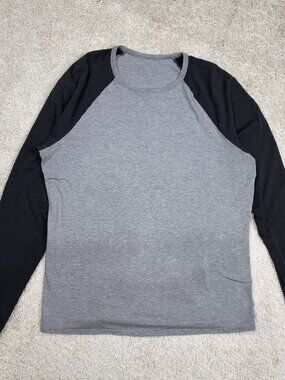 Lululemon Henley Long Sleeve Shirt Men's Raglan Athletic Size Large Baseball Tee
